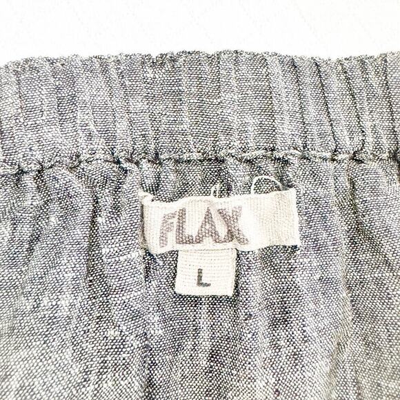 Flax Heather Gray Long Midi Skirt 100% Linen Patterned Stretch Waistband Size L - Picture 2 of 5